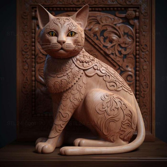 Nature and animals (st Javanese cat 2, NATURE_2310) 3D models for cnc